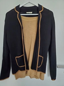 Christian Berg schöner 2-Teiler Schurwolle Jacke + Pulli  Schwarz/Beige Gr. 44 - Bild 1 von 8