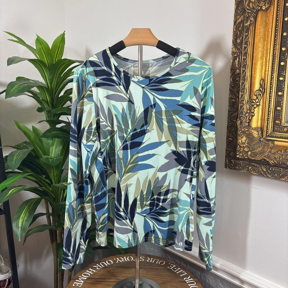 Hang Ten Women's Blue Tropical Print Long Sleeve 50+ UV Protection Shirt- M - Image 1 of 1