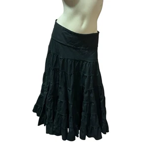 Langer Rock Gypsy Rüschen A-Linie Baumwolle Gr. M schwarz Seitenreißverschluss VINTAGE Fashion Bug - Bild 1 von 3
