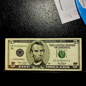 Matching 2001 $5 A/U 1981 $1 UNC Palindrome/Radar INK/Seal Error See Pics - Picture 1 of 9