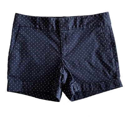 Maison Jules Shorts Women’s 4 Navy Blue Pink Polka Dot Classic Preppy Flat Front - Image 1 of 4