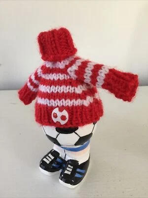 RED & WHITE STRIPED FOOTBALL JUMPER EGG COSY  - Image 1 of 4