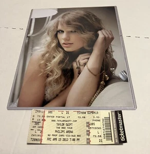 TAYLOR SWIFT 2013 THE RED TOUR TICKET STUB Philips Arena Atlanta BONUS 8x10! - Picture 1 of 4