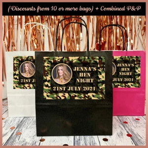 Personalised ARMY Camouflage Photo PARTY Gift BAG for Birthday Hen Night Theme - Picture 1 of 2