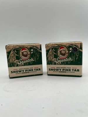 Jabón Natural Dr. Squatch Alquitrán de Pino Nieve Edición Limitada Vacaciones de Navidad 2pk Foto 1 de 4