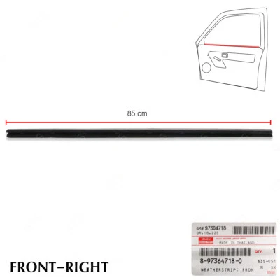 Fits Isuzu D-Max Dmax Hi-Lander 2003 08 10 Front Rh Inner Weatherstrip Door Belt - Image 1 of 4