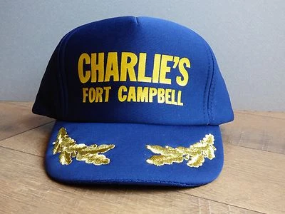 Vtg 80s CHARLIES FT CAMPBELL KY Steak House Blue Gold Snapback Hat Army Base Vtg - Image 1 of 4
