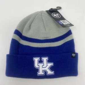‘47 Brand Kentucky Wildcats Mens Cuff Beanie Winter Hat Cap Toboggan Blue Grey - Picture 1 of 4