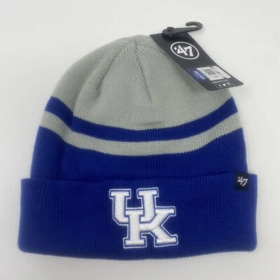 '47 Marca Kentucky Wildcats Hombres Puño Gorro Invierno Sombrero Gorra Tobogán Azul Gris Foto 1 de 4
