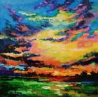 Original Oil Painting Sunset Landscape Artwork Ukrainian artist Collection Art 