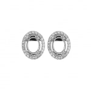 Earring Semi Mount Oval 7x5mm In 14k White Gold With Diamond Accents (43970) - Picture 1 of 6
