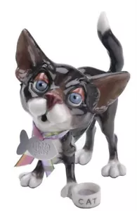 Little Paws Kakaokatze mit Napf Figur Arora UK Fischanhänger neu aus altem Lagerbestand wird nicht mehr hergestellt - Bild 1 von 1