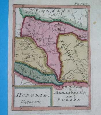 1719 MALLET RARE ORIGINAL MAP HUNGARY TRANSYLVANIA ROMANIA SLOVAKIA Budapest - Image 1 of 3