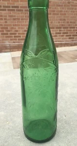 RARE Vtg 9" L.ROSE &Co Ltd Lime Juice Bottle Dark GREEN Glass Embossed 4584 7 8 - Picture 1 of 5