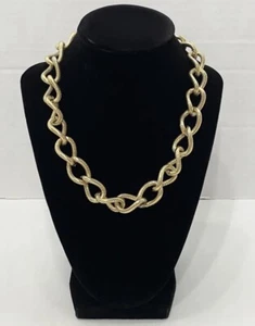 Vintage Monet Textured Rope Chunky Chain Link Gold Tone Necklace. Wow - Picture 1 of 5