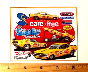 NEW ART! Don Prudhomme Yellow Snake 1973 CARE FREE Banner Style Sticker Decal - Picture 1 of 1