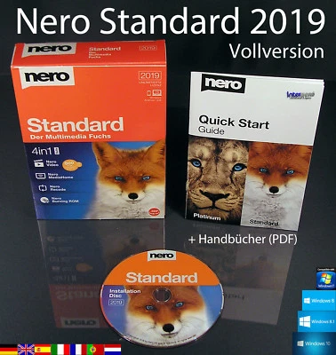Nero Standard 2019 Vollversion Box + CD Multimedia 4in1 Brennsoftware OVP NEU - Bild 1 von 4