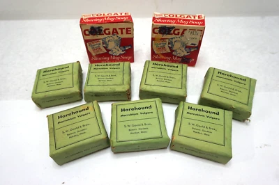 VINTAGE COUNTRY STORE LOT HOREHOUND SPICE HERB DRIED 7PC COLGATE SHAVING SOAP - Image 1 of 4
