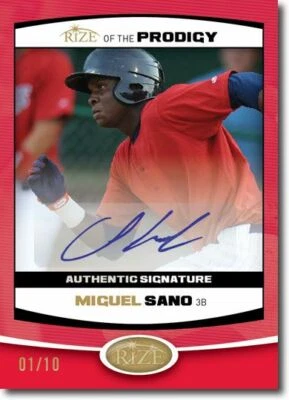 MIGUEL SANO 2012 Rize Rookie Autograph RED Auto PRODIGY RC #/10 - Image 1 of 2