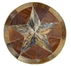 Cowhide Patch work Texas star cowhide rug patch round diameter 1 meter 