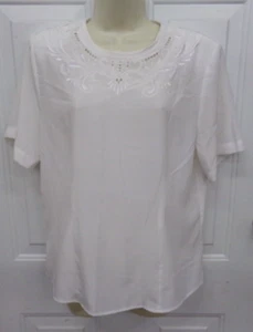 True Vintage Eva Laurel Womens Size 10 Short Sleeve Embroidered Polyester Blouse - Picture 1 of 3