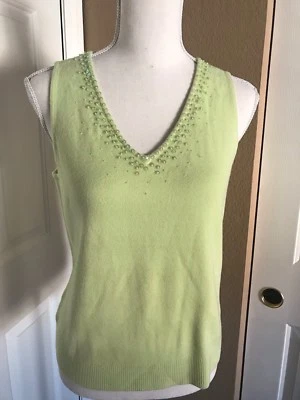 Suéter sin mangas para mujer Apt.9 verde lima color lentejuelas talla PM Foto 1 de 4