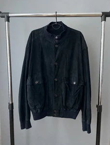 Ruffo Research by Raf Simons Suede & Leather Bomber Jacket Blue Size XL - Picture 1 of 9