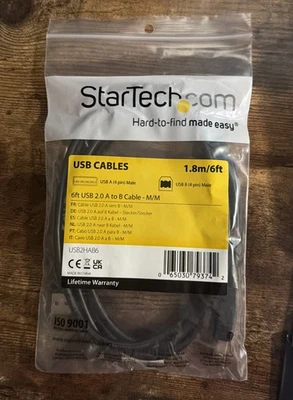 New StarTech.com 6 ft Printer Cable - USB 2.0 A to B - Printer Cable - USB2HAB6 - Image 1 of 2