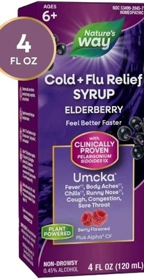 Nature's Way Cold + Flu Relief Syrup, Umcka, Sore Throat, Cough, Congestion, Flu - Image 1 of 4