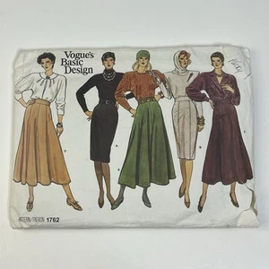 Skirts Size 6-10 Vintage 80s Vogue Uncut Pattern 1762 Back Zip Hemline Slit - Picture 1 of 2