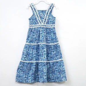 Lilly Pulitzer Girls Mini Pollie Midi Dress Print Lace Tiered S 4-5 Years 281032 - Picture 1 of 4