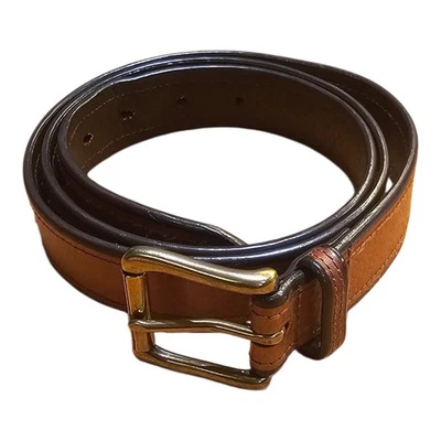 Cinturón Polo Ralph Lauren Marrón Italiano Cuero Latón Hebilla - Para Hombre Talla 40 Foto 1 de 4