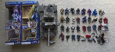 MEGA BLOKS Halo Lot 96928 96929 Pods + 30 Minifigures + Tank - Image 1 of 4