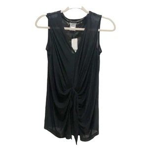 NWT Bar III Women's Sheer Sleeveless Front Tie Detail Tank Black Size Small New - Picture 1 of 5