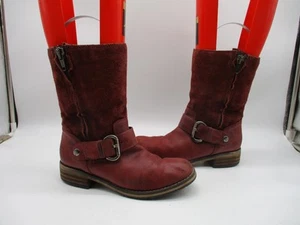 Stivali moto Clarks 66577 in pelle marrone ruggine con cintura da donna taglia 7,5 M - Foto 1 di 9