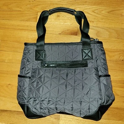 CYNTHIA ROWLEY Quilted Gray NYLON Leather Trim Tote Travel bag EXC Cond! - Image 1 of 4