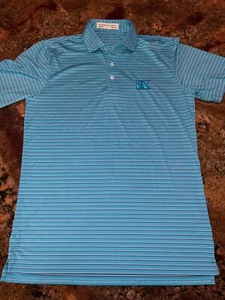 Holderness & Bourne Polo Shirt Mens Small Blue Striped Short Sleeve Golf - Picture 1 of 5