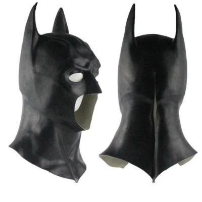 maschera Batman silicone pelle viso testa faccia lattice gomma carnevale cosplay - Immagine 1 di 4