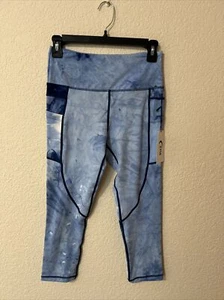 NWT Zyia Active Pants Sz 6-8 Blue Tie Dye Capri Legging Workout Yoga Gym Ladies - Picture 1 of 10