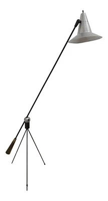 Lâmpada de leitura vintage de piso de alumínio e latão do início do século XX - Imagem 1 de 4