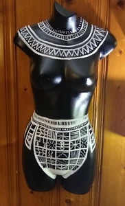 Hanging Hand painted female mannequin/w African Kente design by Darren Baylor - Picture 1 of 10