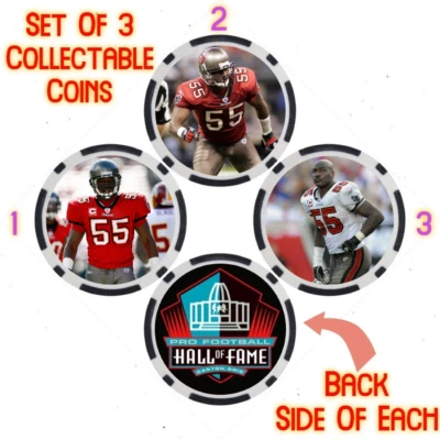 DERRICK BROOKS - SALÓN DE LA FAMA DEL FÚTBOL PROFESIONAL - JUEGO DE MONEDAS COLECCIONABLES Foto 1 de 2