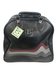 Bolso de bola de boliche vintage Brunswick Chevron negro/rojo gris rayas estante de alambre - Imagen 1 de 6