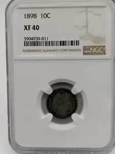 BARBER HEAD DIME 1898 XF40 - Picture 1 of 6