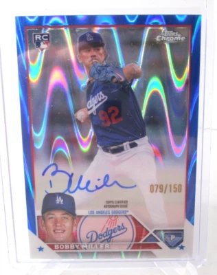 2023 Topps Chrome Blue Refractor Bobby Miller 079/150 Auto Autograph RC Rookie - Image 1 of 3
