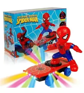 Marvel Spiderman Automatic Flip Rotation Skateboard Acousto-Optic Car Ultraman - Picture 1 of 1