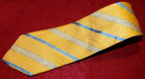 MEN'S FABERGE MADE IN U.S.A. YELLOW/ LIGHT BLUE STRIPED /FLORAL TIE - NECK TIES. - Picture 1 of 3