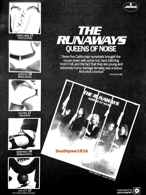 1977 The Runaways "Queens Of Noise" Album Release Industry Promo Reprint Ad - Image 1 of 1