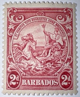 SELLOS DE VIAJE: SELLOS DE BARBADOS 1938-47 SG# 250, 2d, SELLO DE LA COLONIA 13 1/2 x 13 Foto 1 de 4