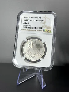 2002 J Germany 10 Euro Silver Coin Kassel Art Exposition Documenta NGC MS65 - Picture 1 of 2